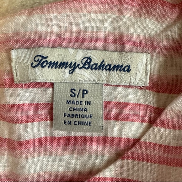 Tommy Bahama Bella Hermosa Shift Dress Size Small Linen Pink White Striped - Picture 6 of 10